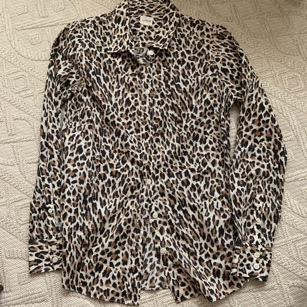 J crew “The perfect shirt” leopard